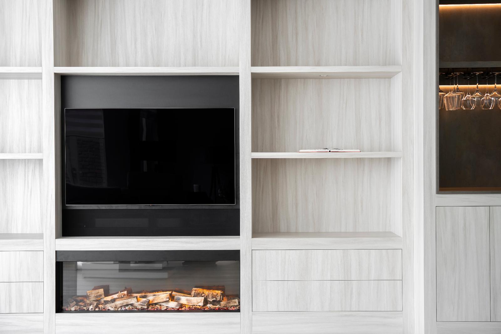 Meubel - Cinewall Decolegno met haard, tv en klimaatkast