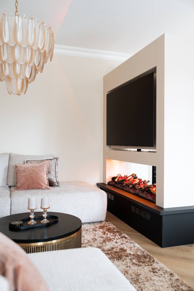 Wand kast - Mat zwart met haard & TV — foto 5