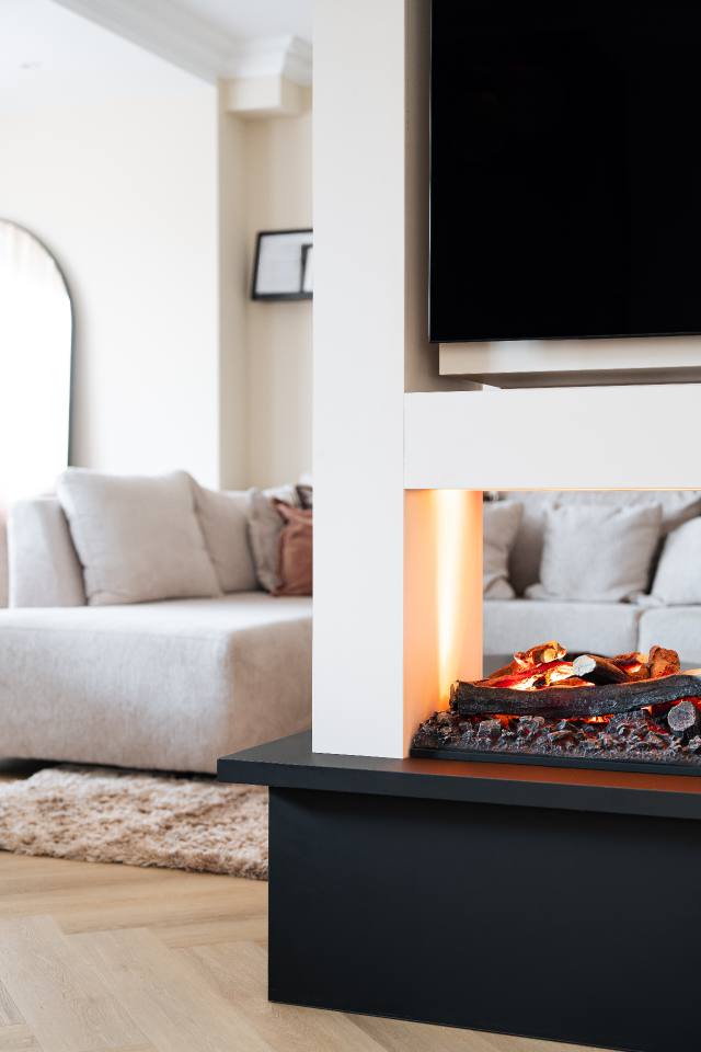 Wand kast - Mat zwart met haard & TV — foto 7