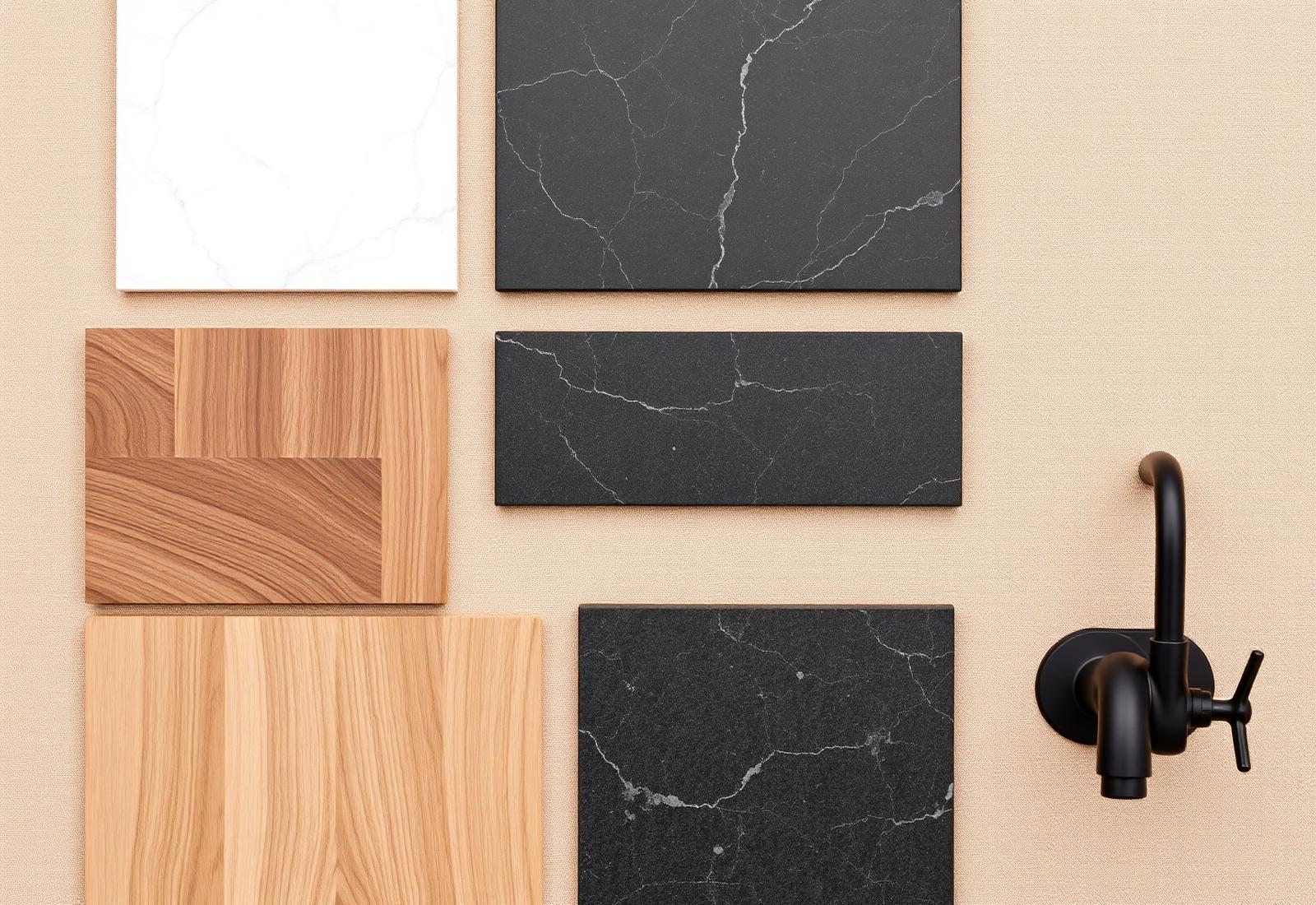 Materialen en monsters voor keukens op maat in de showroom